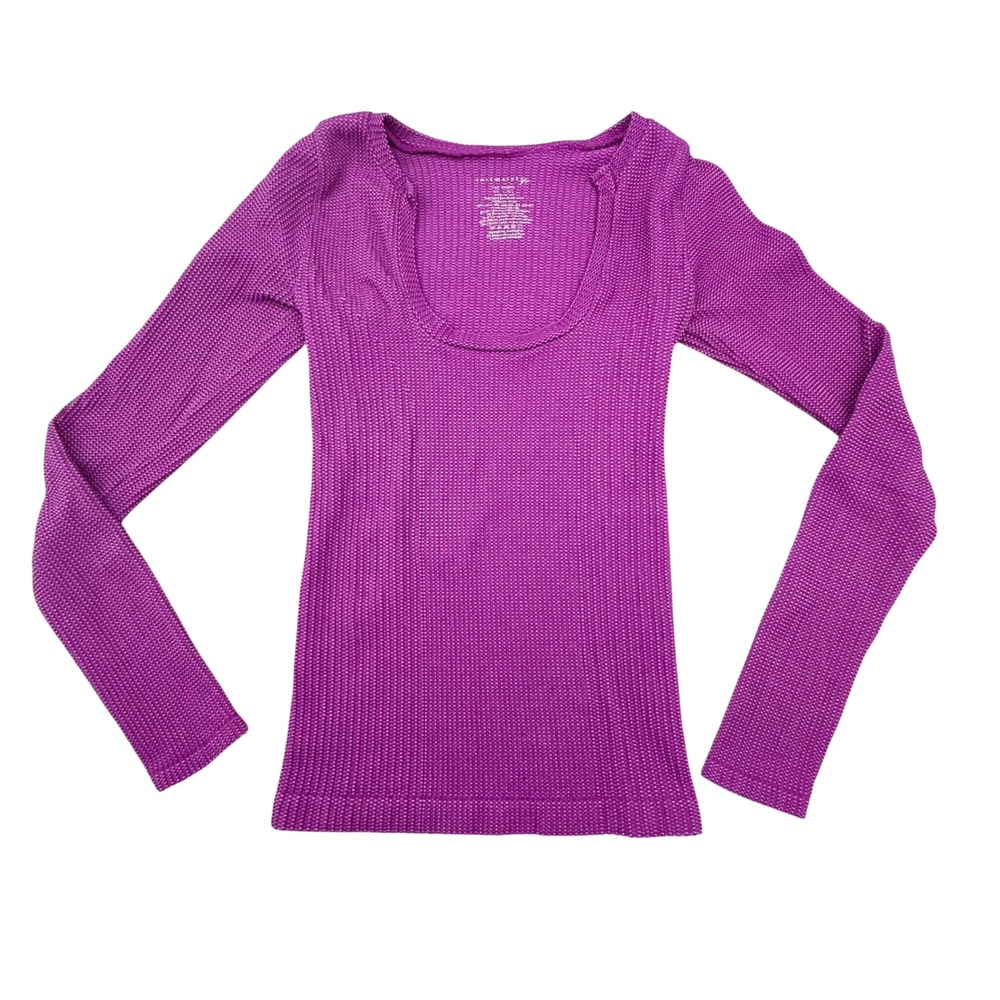 Intimately Free People Magenta Waffle Knit Seamless Scoop Neck Top M/L